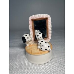OTAGIRI JAPAN DALMATIONS  CERAMIC‎ ROTATING MUSIC BOX WITH PUPPIES non working